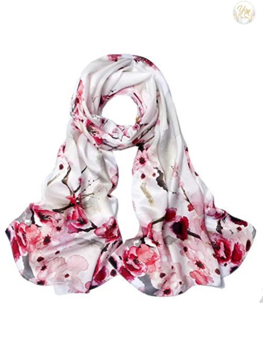 100% Silk Long Oblong Shawl Scarf Wrap Women Lightweight Luxury Gift